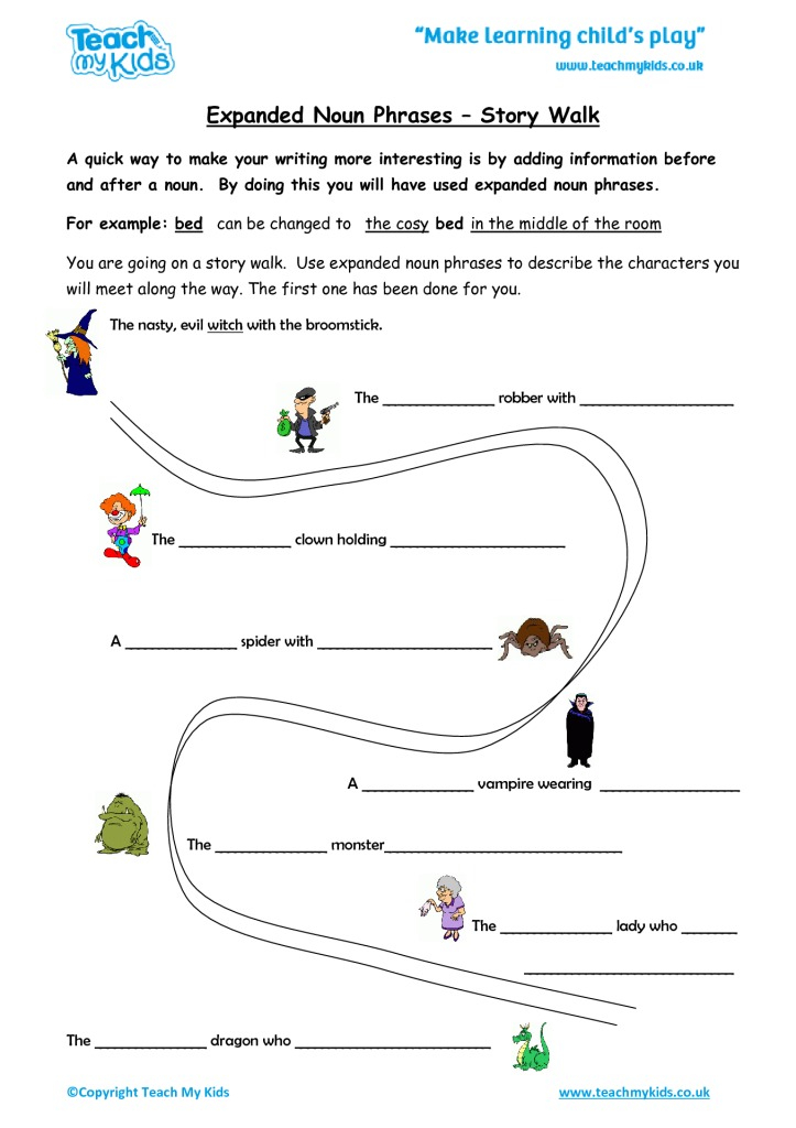 Expanded Noun Phrases Story Walk TMK Education - Expanded Noun Phrases Worksheets