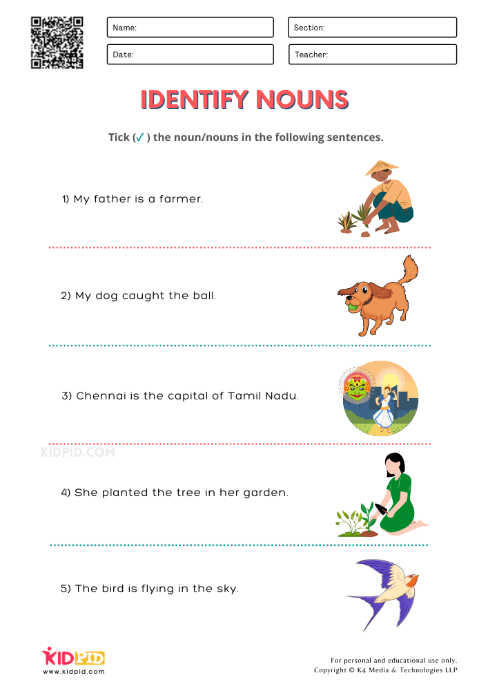 Find Nouns In Sentences Worksheets For Grade 2 Kidpid - Identify Noun In Sentence Worksheet