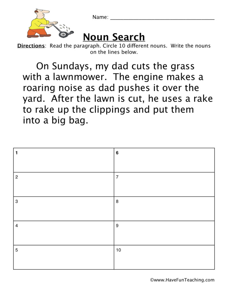 Finding Nouns Worksheet By Teach Simple - Finding Nouns In A Paragraph Worksheets