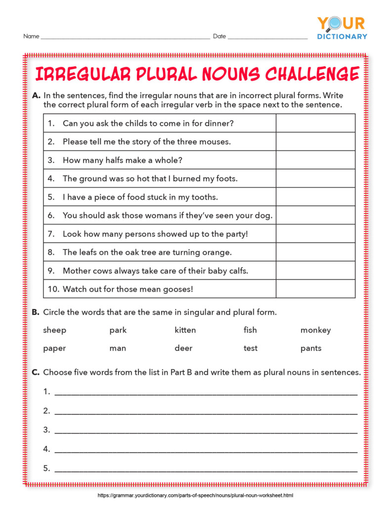 Foreign Plural Nouns Worksheets Printable Worksheets - Foreign Plural Nouns Worksheets