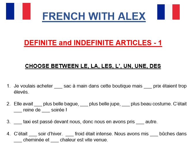 French Definite Indefinite Articles Worksheet Teaching Resources - French Nouns And Articles Worksheet