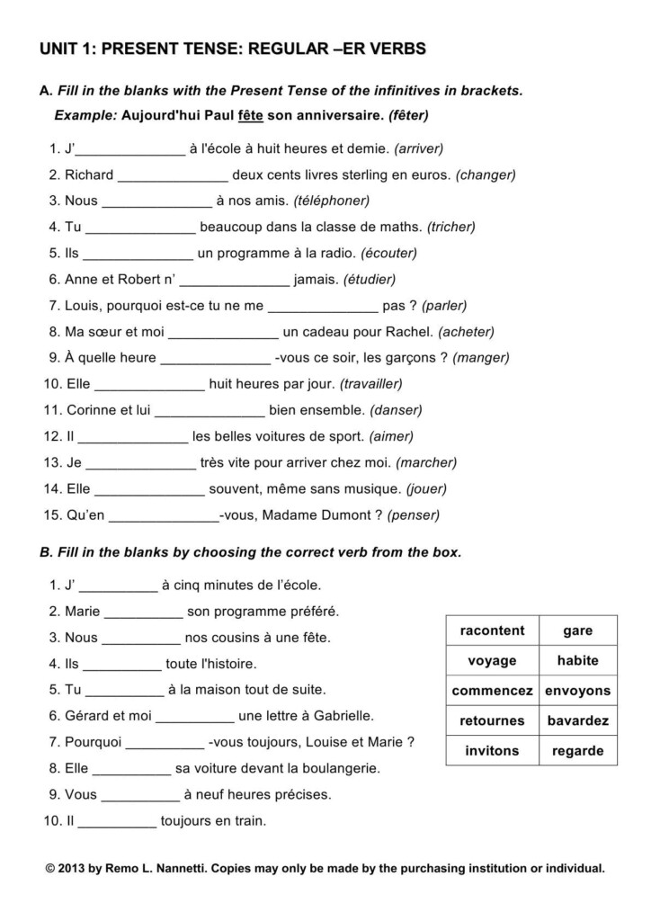 French Worksheets For Beginners With Answers - French Nouns And Articles Worksheet