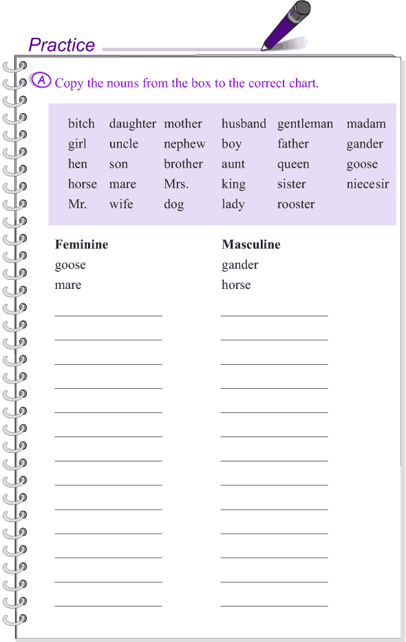 Gender Of Nouns Worksheet Grade 4 - Gender Nouns Worksheets 4Th Grade