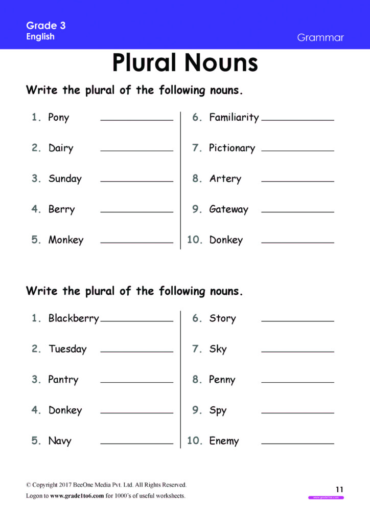 Grade 3 Grammar Nouns Worksheet - English Worksheets For 3Rd Grade Nouns