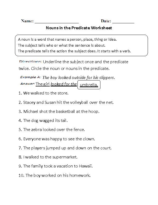 Grade 5 Predicate Nominative Worksheet - Nominative Nouns Worksheets For Grade 5