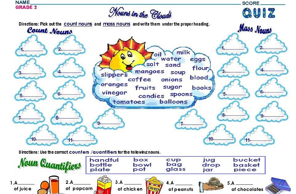 GRAMMAR WORKSHEETS GRADE 2 COUNT AND MASS NOUNS - Mass Noun And Count Noun Worksheet Grade 2