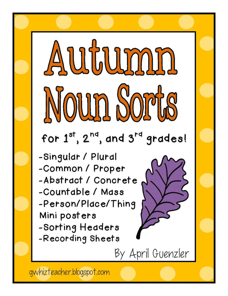 Gwhizteacher Autumn Noun Sorts - Autumn Nouns Worksheet