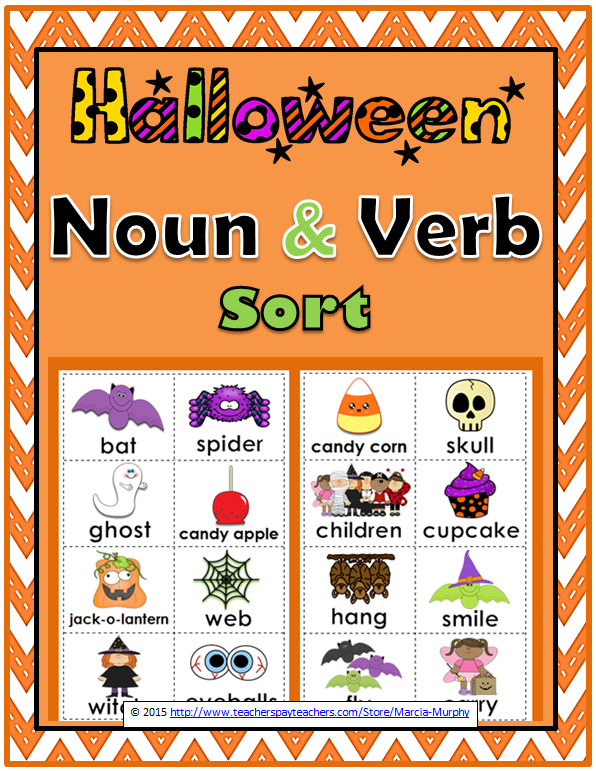 Halloween Noun And Verb Sort Nouns And Verbs Nouns For Kids Fall  - Halloween Nouns Worksheet