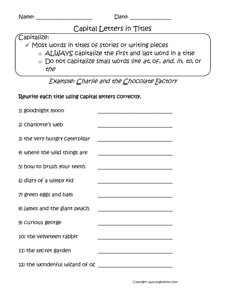 How To Teach Capitalization To First Grade - Capital Nouns Worksheet