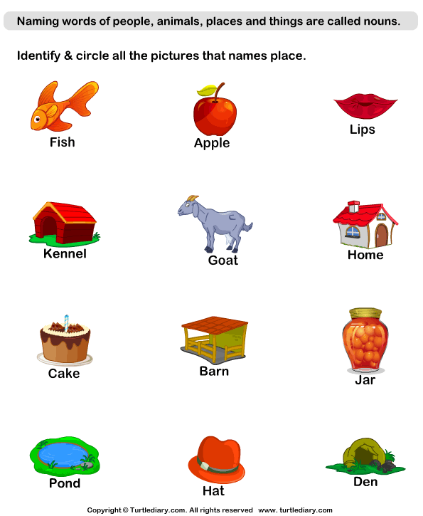 Identify Place Nouns Worksheet Turtle Diary - Nouns For Places Worksheets