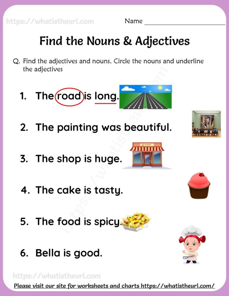 Identifying Nouns Verbs And Adjectives In Sentences Worksheets With Answers - Adjective And Noun Worksheet