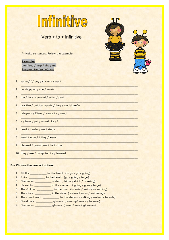 Infinitive With To Worksheet - Infinitives As Nouns Adjectives And Adverbs Worksheets