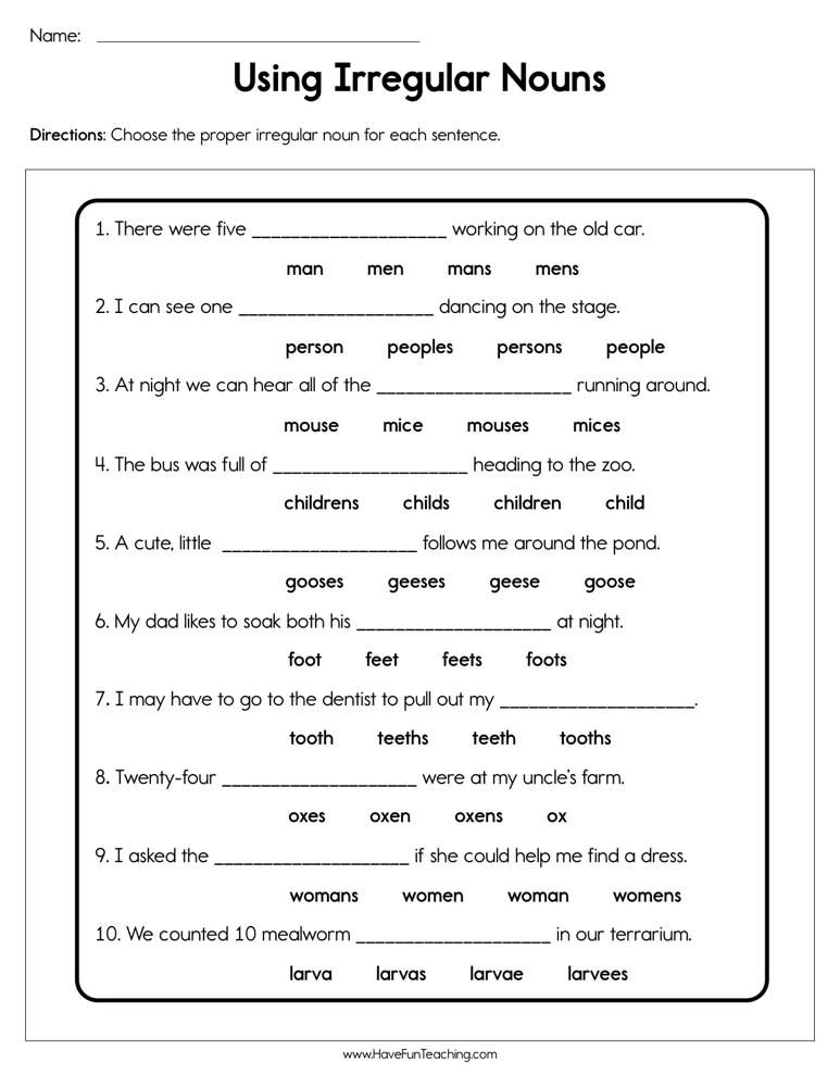 Irregular Plural Nouns Worksheet 3rd Grade - Irregular Plural Nouns Worksheet 3Rd Grade Pdf