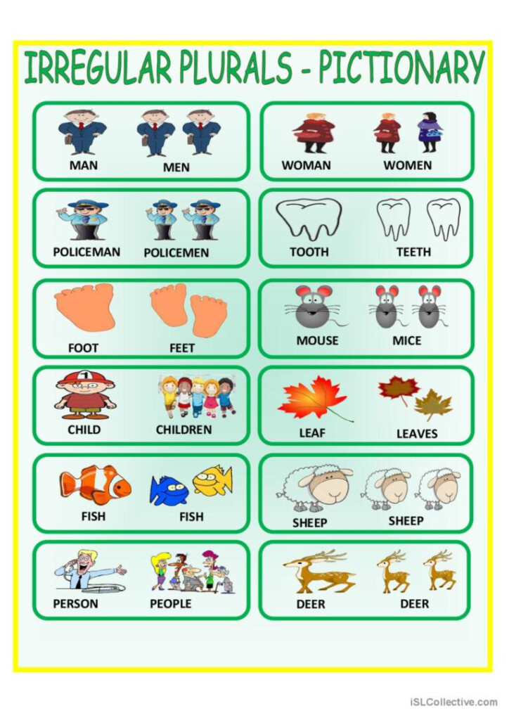 IRREGULAR PLURALS PICTIONARY English ESL Worksheets Pdf Doc - Irregular Plural Nouns Worksheets Pdf