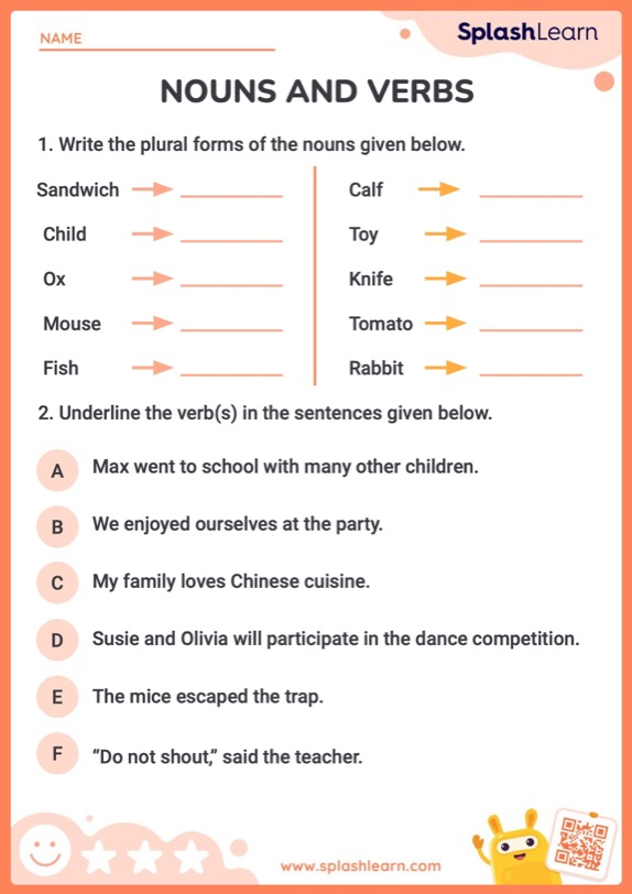 Mastering Nouns And Verbs ELA Worksheets SplashLearn - Nouns And Verbs Practice Worksheets