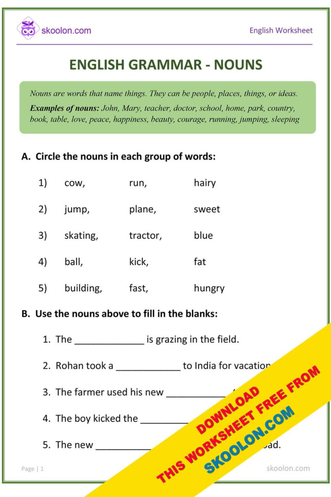 Material Nouns Worksheet - Material Noun Worksheet Pdf