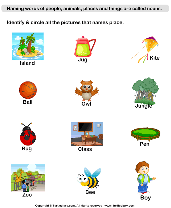 Naming Place Nouns Turtle Diary Worksheet - Nouns For Places Worksheets