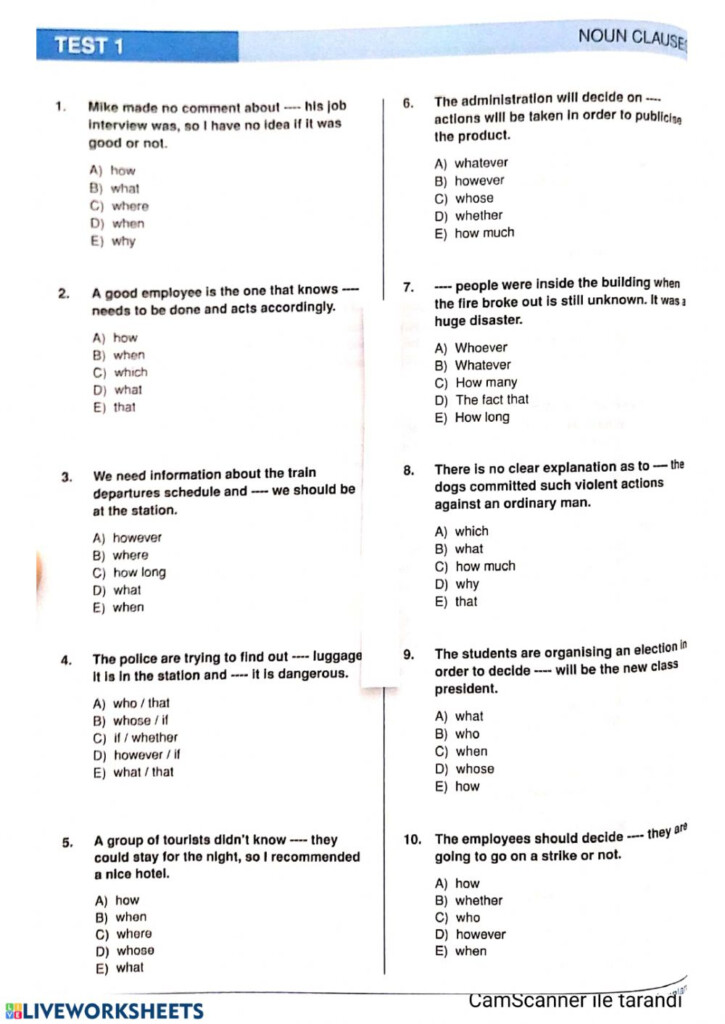 Noun Adjective Adverb Clause Worksheet With Answers AdverbWorksheets - Noun Adjective Adverb Clause Worksheet