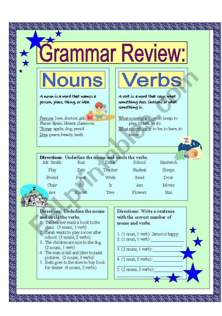 Noun And Verb Review ESL Worksheet By Suzanne95212 - Noun And Verb Review Worksheet