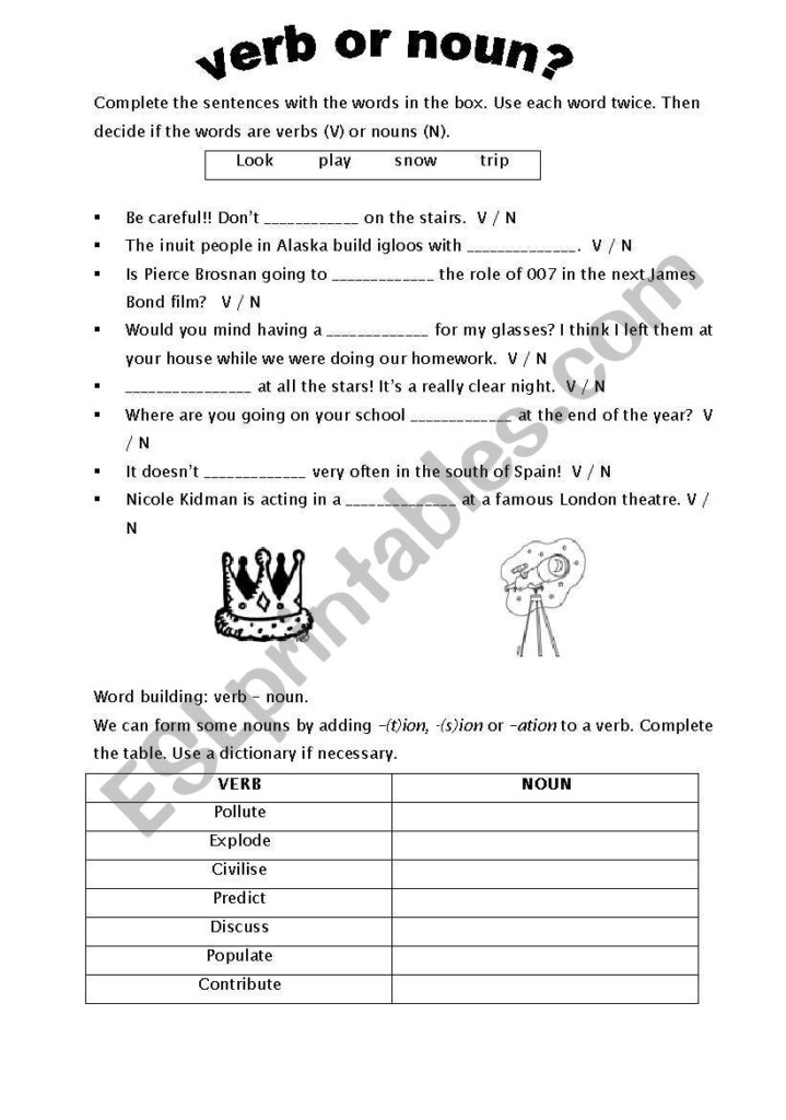 Noun And Verb Worksheet - Changing Verbs To Nouns Worksheet Pdf