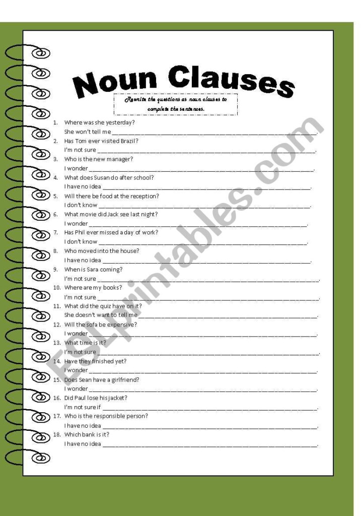 Noun Clauses Liveworksheets Teachcreativa - Noun Clause Worksheets 7Th Grade