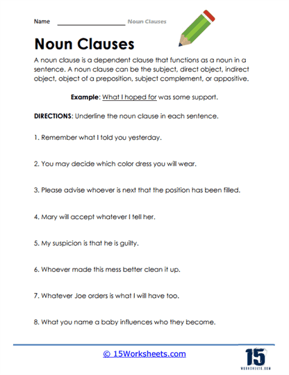 Noun Clauses Worksheets 15 Worksheets - Complex Sentences With Noun Clauses Worksheet