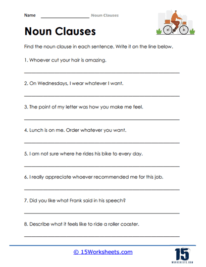 Noun Clauses Worksheets 15 Worksheets - Noun Clauses Worksheet Free