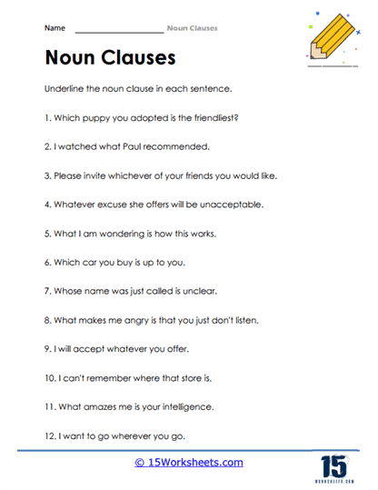 Noun Clauses Worksheets 15 Worksheets - Noun Clauses Worksheet Free