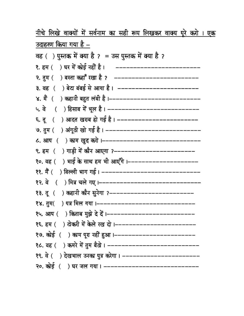 Noun Pronoun Worksheet - Noun And Pronoun Worksheets In Hindi