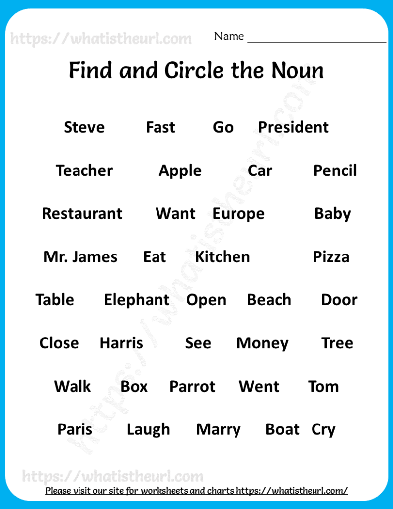 Noun Worksheets For Grade 1 - Worksheet On Noun