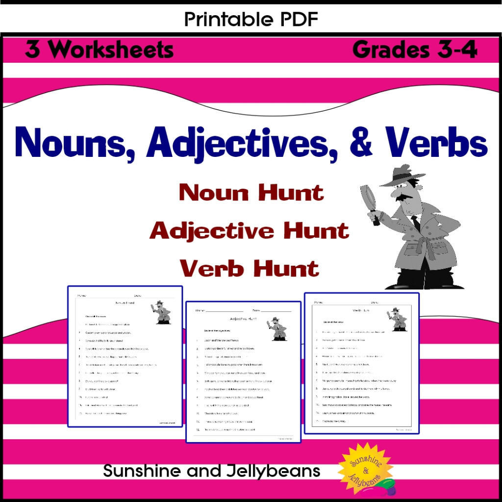 Nouns Adjectives Verbs 3 Worksheets Grades 3 4 Great Practice  - Nouns Adjectives And Verbs Worksheet For 3Th Grade