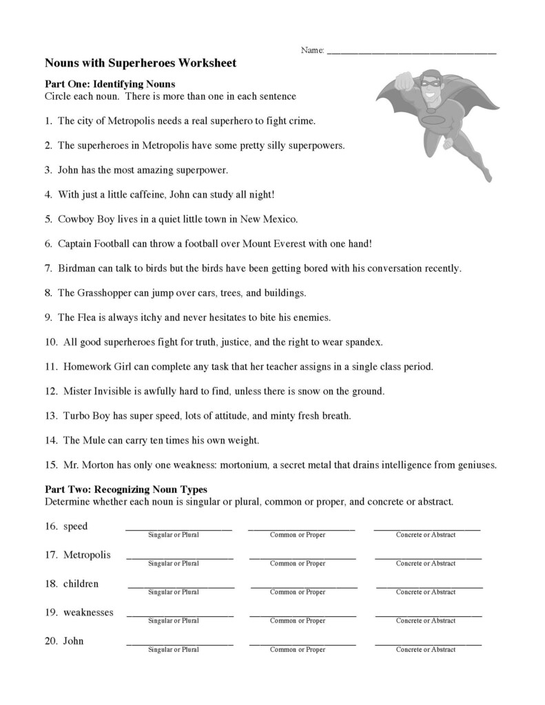 Nouns And Superheroes Worksheet Preview - Ereading Worksheets Nouns