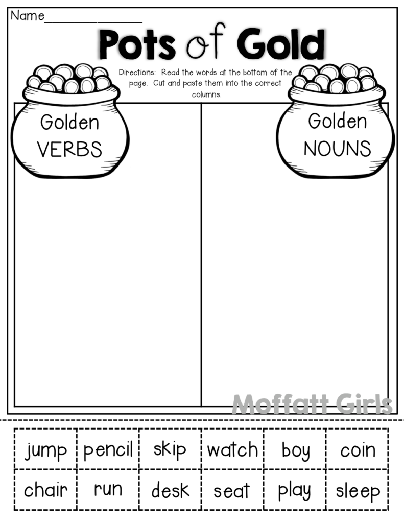 Nouns Vs Verbs Worksheet - Nouns And Verbs Cut And Paste Worksheets