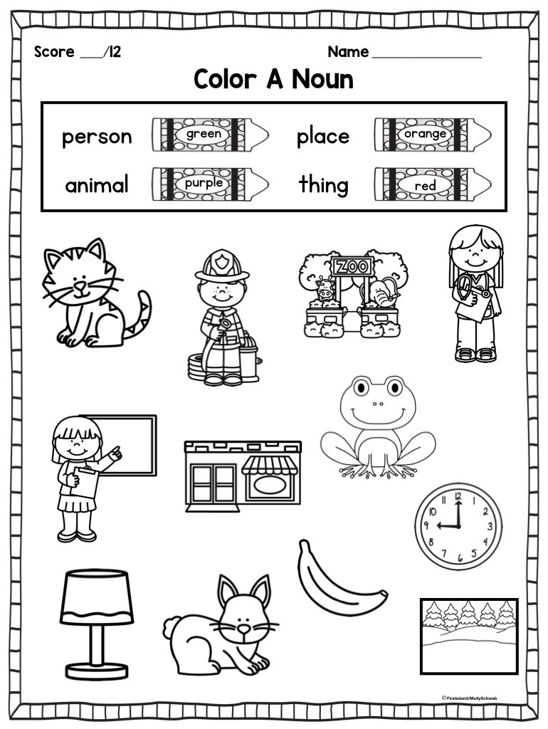 Nouns Worksheet Kindergarten - Nouns Worksheet Kindergarten Free