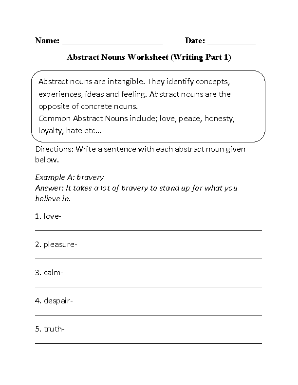 Nouns Worksheets Abstract Nouns Worksheets - Abstract Nouns With Suffixes Worksheets