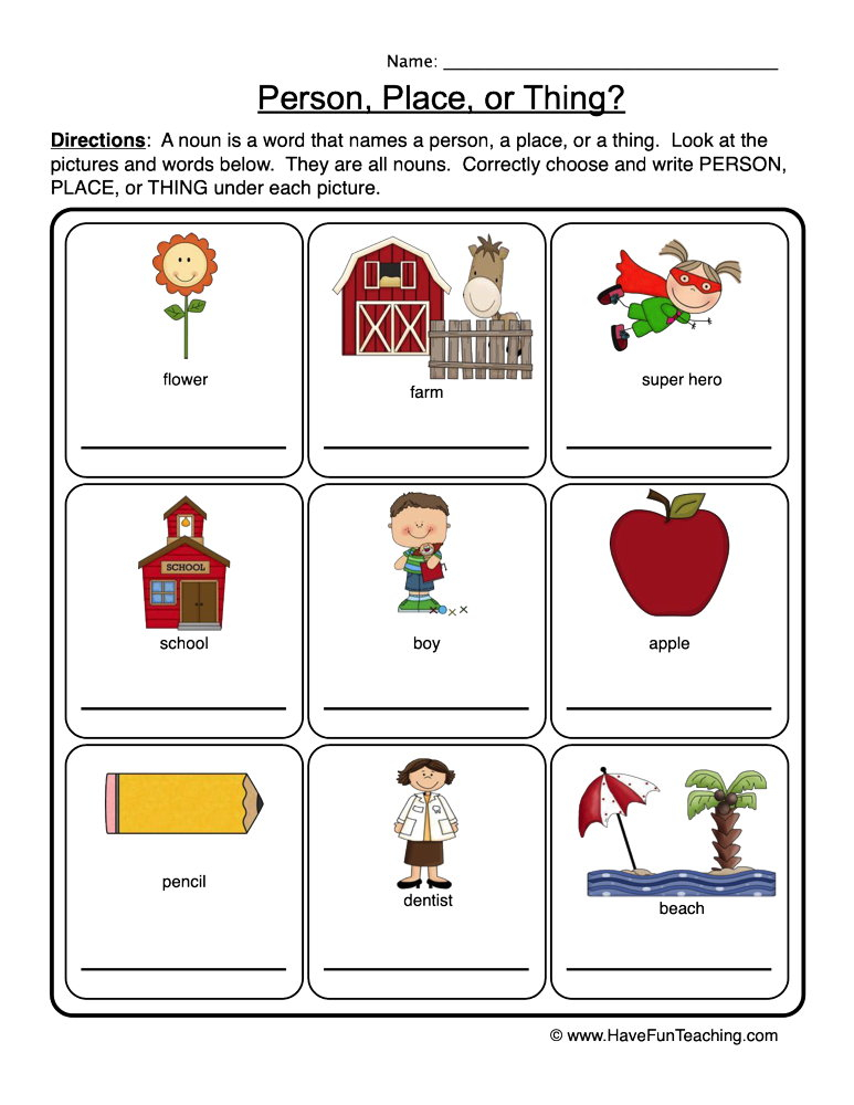 Person Place Or Thing Worksheet Have Fun Teaching - Have Fun Teaching Nouns Worksheets