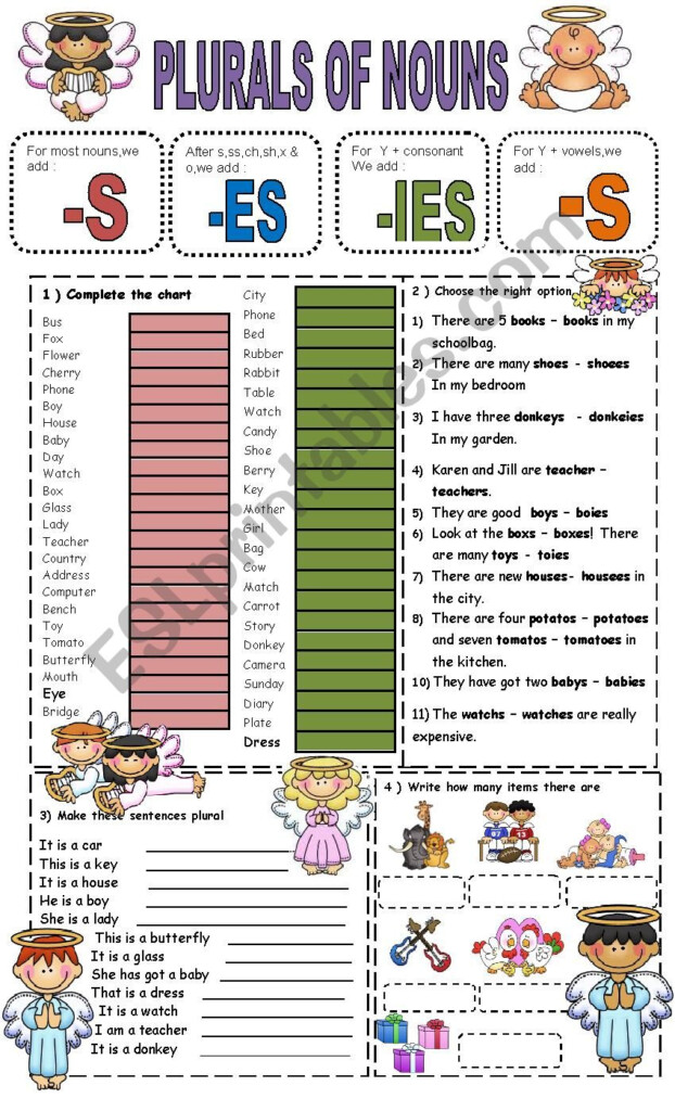 Plural Nouns Easy ESL Worksheet By Vampire girl 22 - Foreign Plural Nouns Worksheets