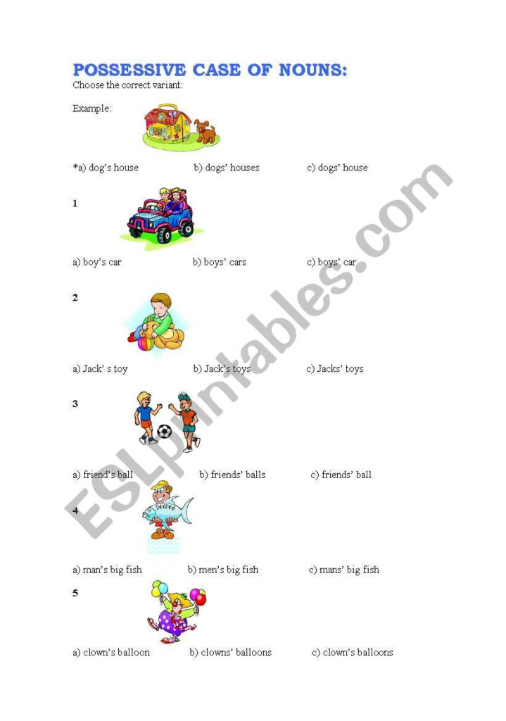 Possessive Case Of Noun Worksheet - Noun Cases Printable Worksheets