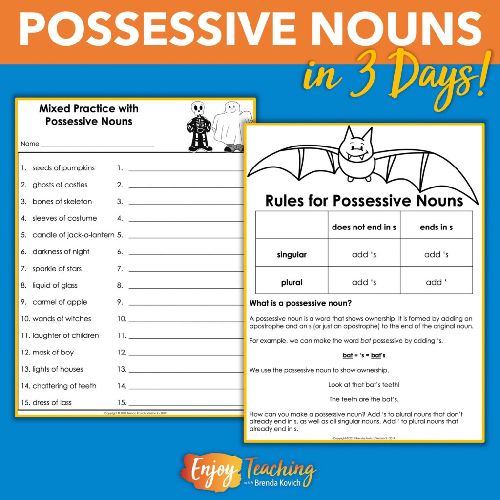 Possessive Noun Activity - Forming The Possessive Of Nouns Worksheets