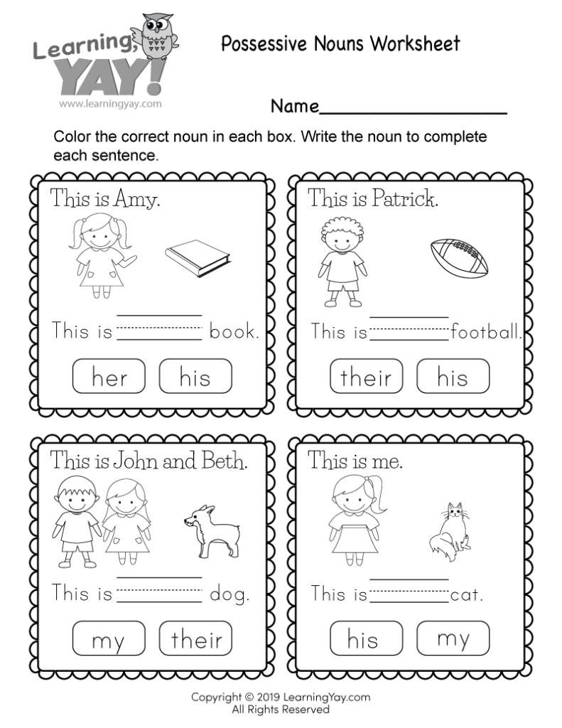 Possessive Nouns Worksheet For 1st Grade Free Printable  - Common Core Possessive Nouns Worksheets