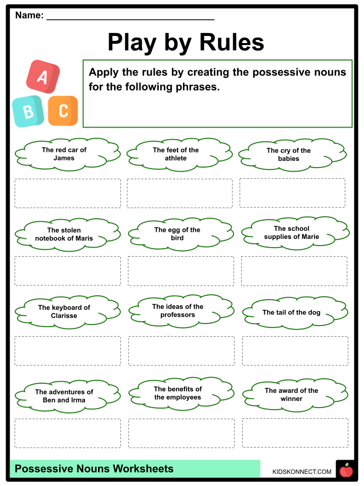 Possessive Nouns Worksheets And Teaching Resources - Joint Versus Separate Possessive Noun Worksheet