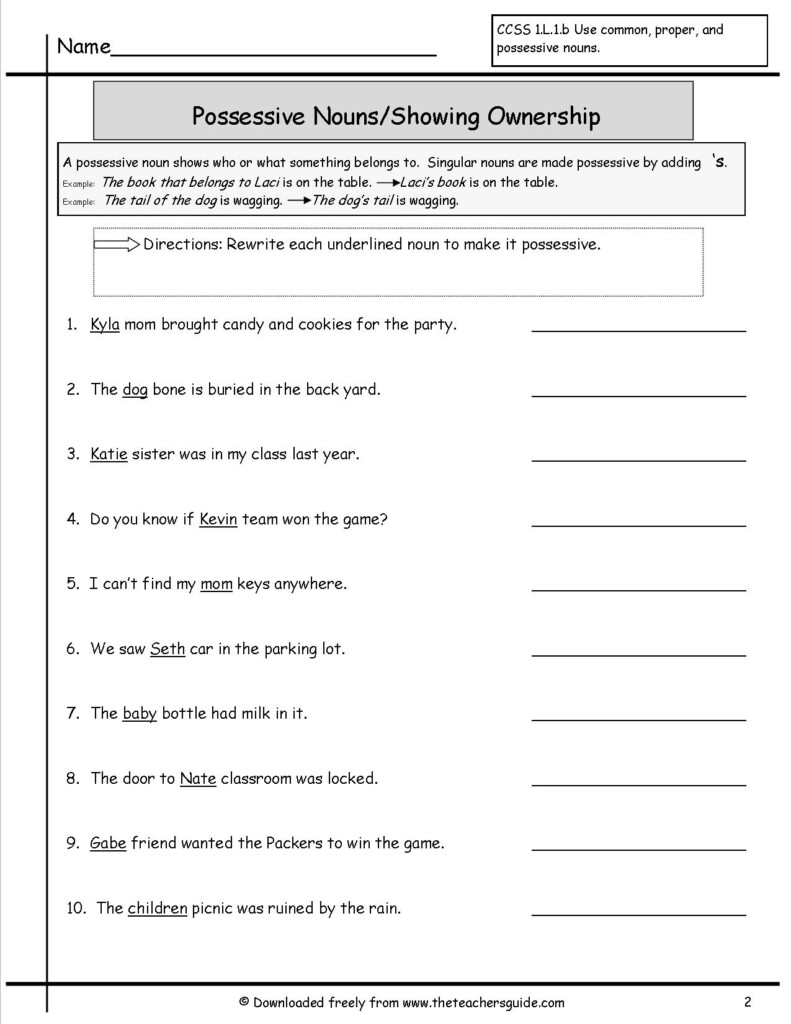 Possessive Nouns Worksheets Grade 7 - Posessive Nouns Worksheet 7Th Grade