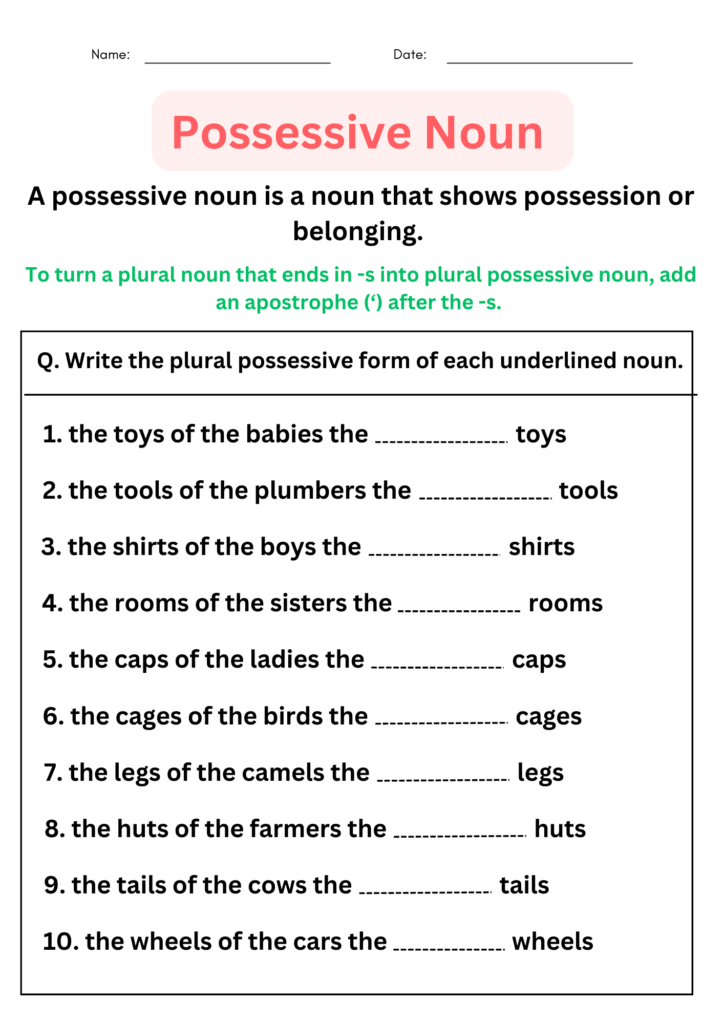 Possessive Nouns Worksheets With Answers Digital And Printable For  - Free Possessive Noun Worksheets For 4Th Grade