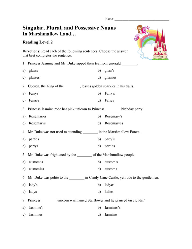 Possessive Plural Nouns Worksheets - Grammar Plural Possessive Nouns Worksheet