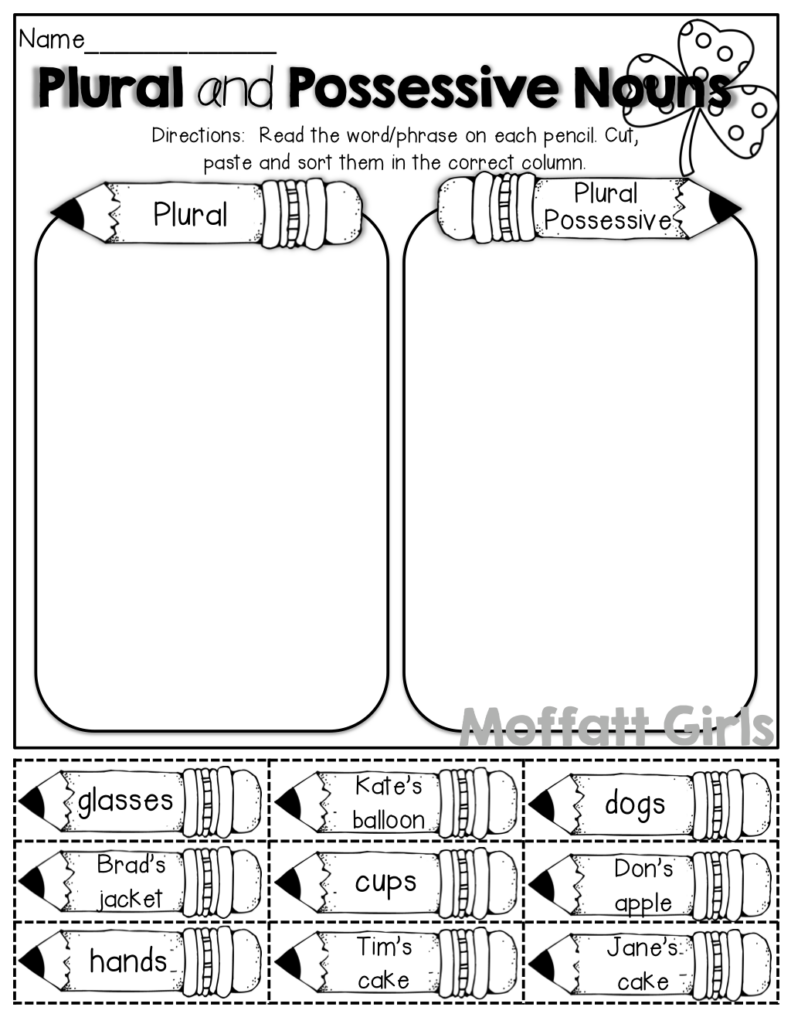 Possessive Plural Nouns Worksheets - Possessive Nouns Cut And Paste Worksheets