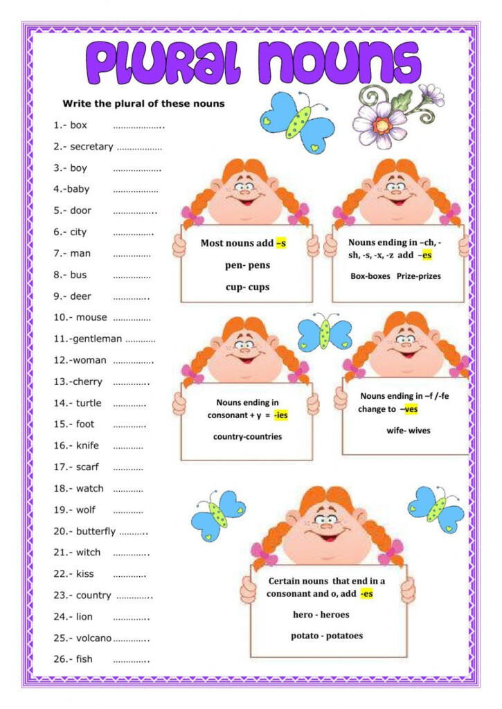 Practice Singular And Plural Nouns - Plural Nouns Exercises Worksheets