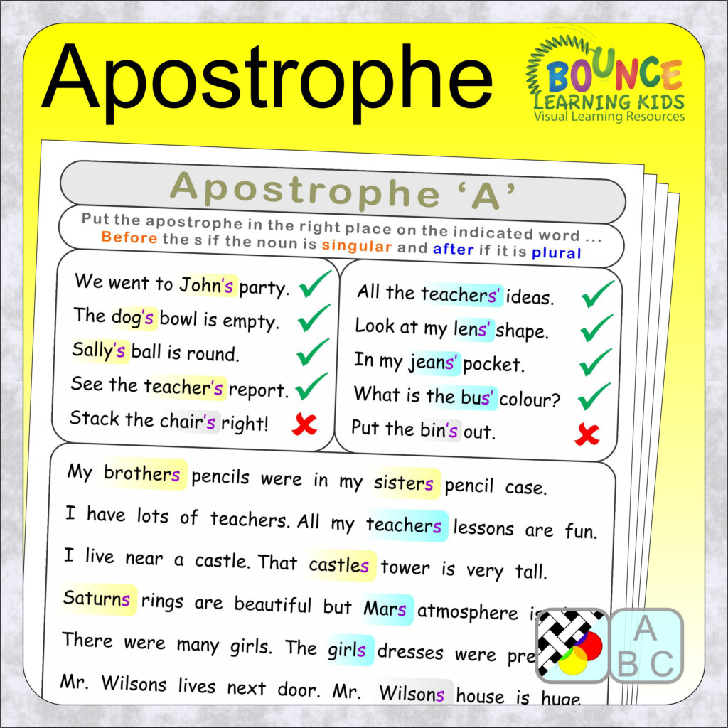 Printable Apostrophe Worksheets - Apostrophe Noun Worksheets