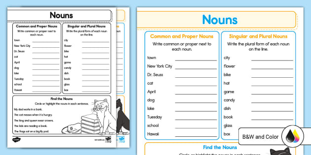 Printable Nouns Worksheet For Grade 1 Twinkl USA Twinkl - English Grammar Noun Worksheet For Grade 1