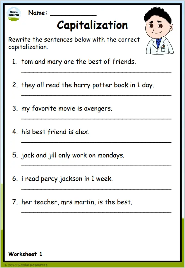 Proper Capitalization Worksheet Grade 3 - Common And Proper Nouns Capitalization Worksheet