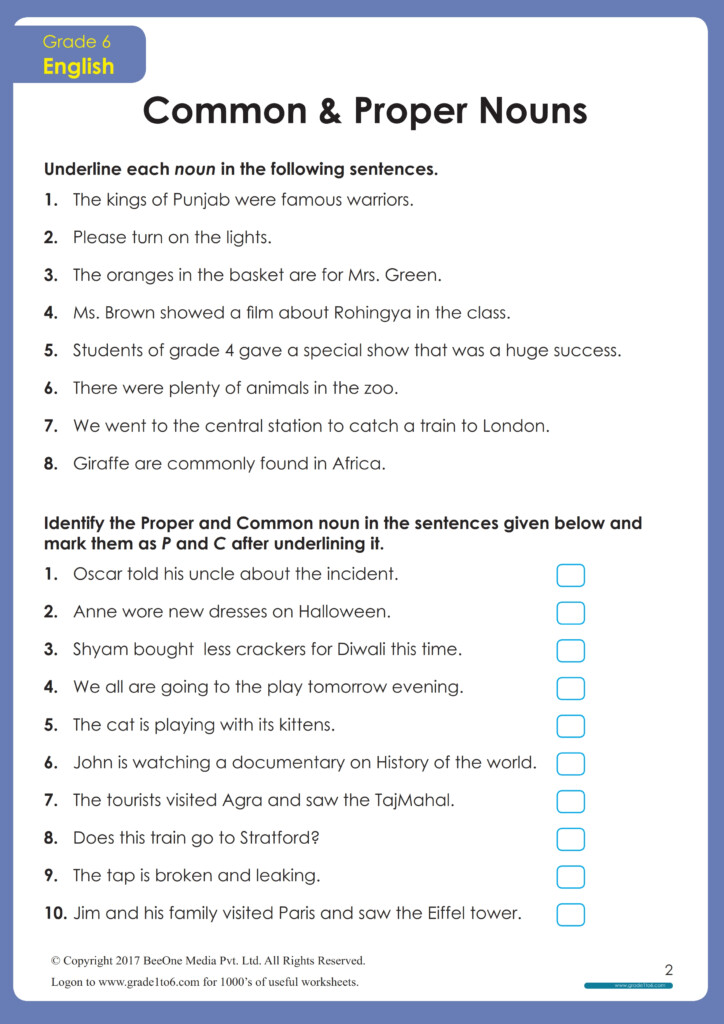 Proper Nouns And Common Nouns Worksheet Digital - Common And Proper Nouns Worksheets Grade 6